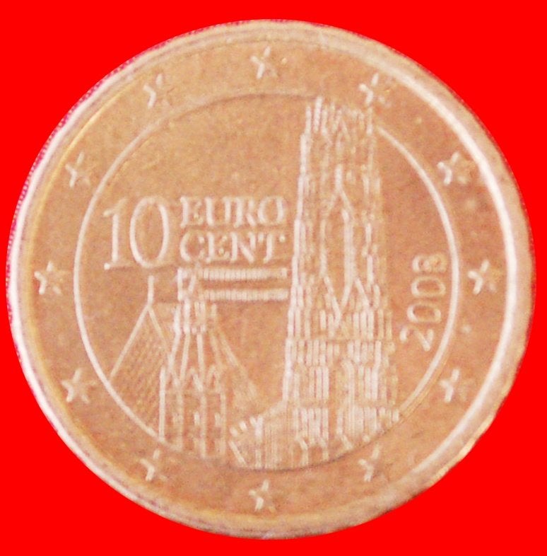 Ⰺ NORDIC GOLD CATHEDRAL: AUSTRIA 10 EURO CENTS 2008!, Postzegels en Munten, Munten | Europa | Euromunten, Ophalen of Verzenden