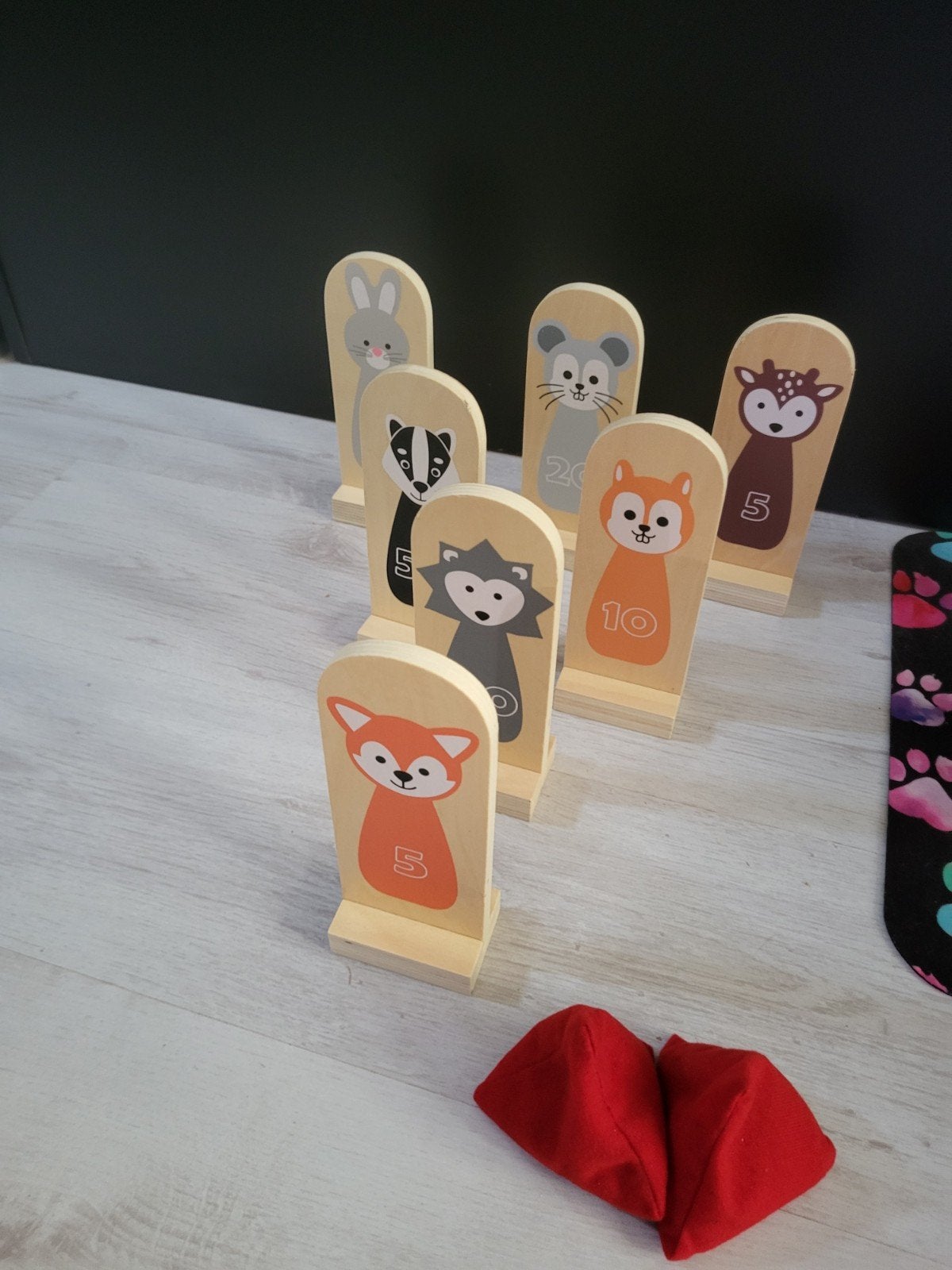 Houten Dieren Kegelspel met Zakjes, Ophalen of Verzenden, Zo goed als nieuw, Overige typen