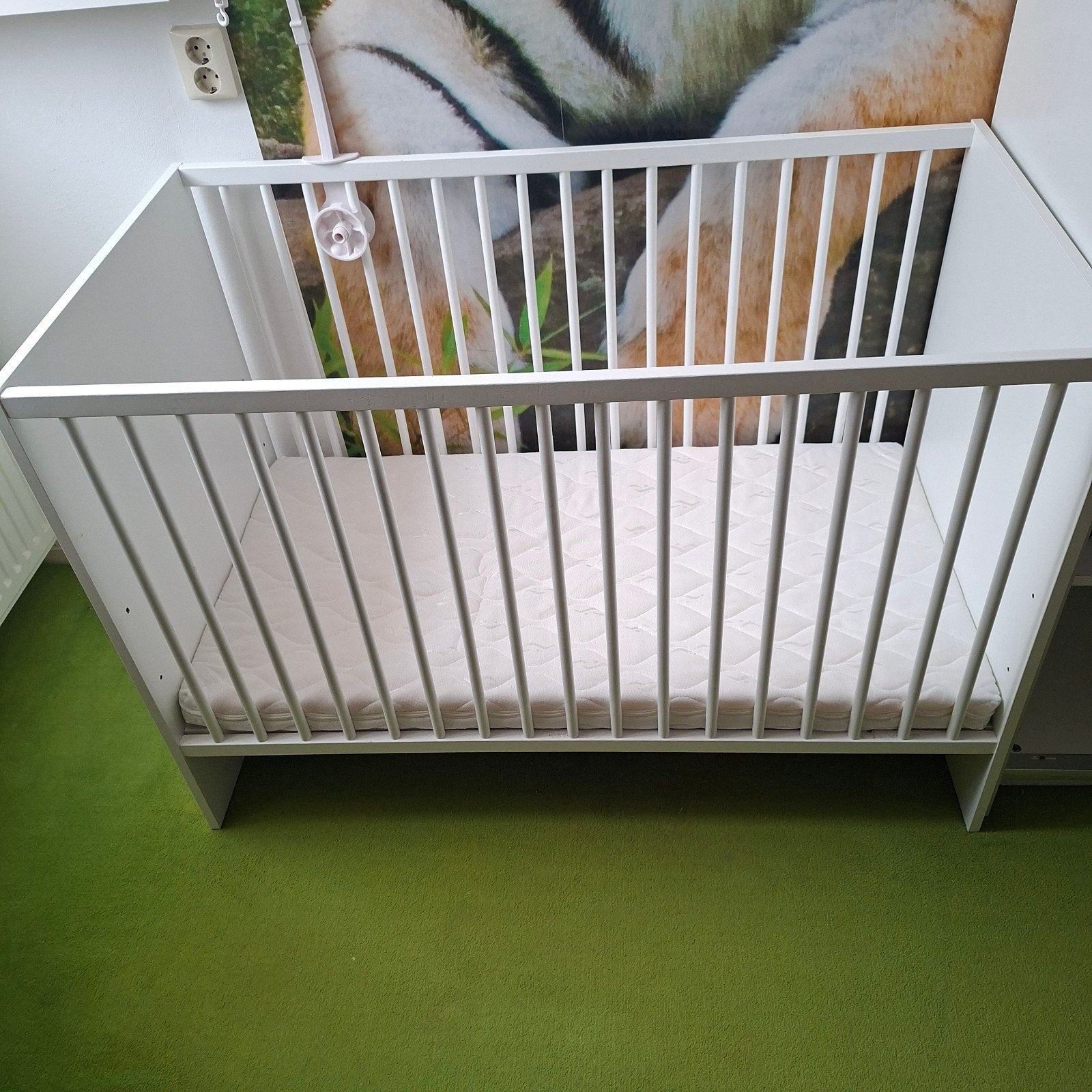 Wit ledikant met matras, Ophalen of Verzenden, Zo goed als nieuw, Ledikant
