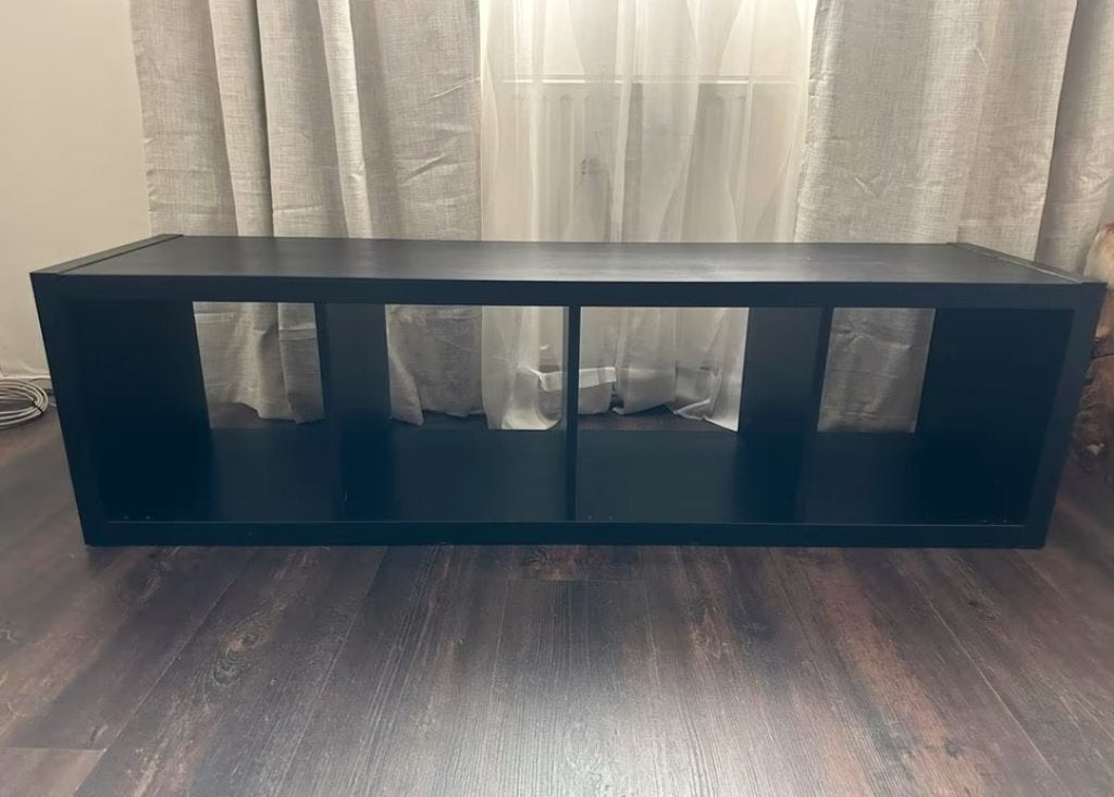 Kallax 4 vaks open kast vakkenkast 4x1 zwart Ikea, Ophalen, Gebruikt, 100 tot 150 cm, 5 laden of meer