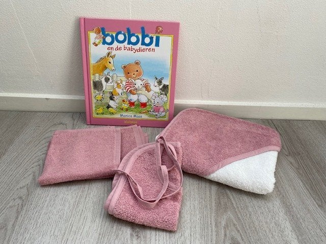 Badstof kadoset met boek voor meisje, Ophalen of Verzenden, Nieuw, Kraamcadeau