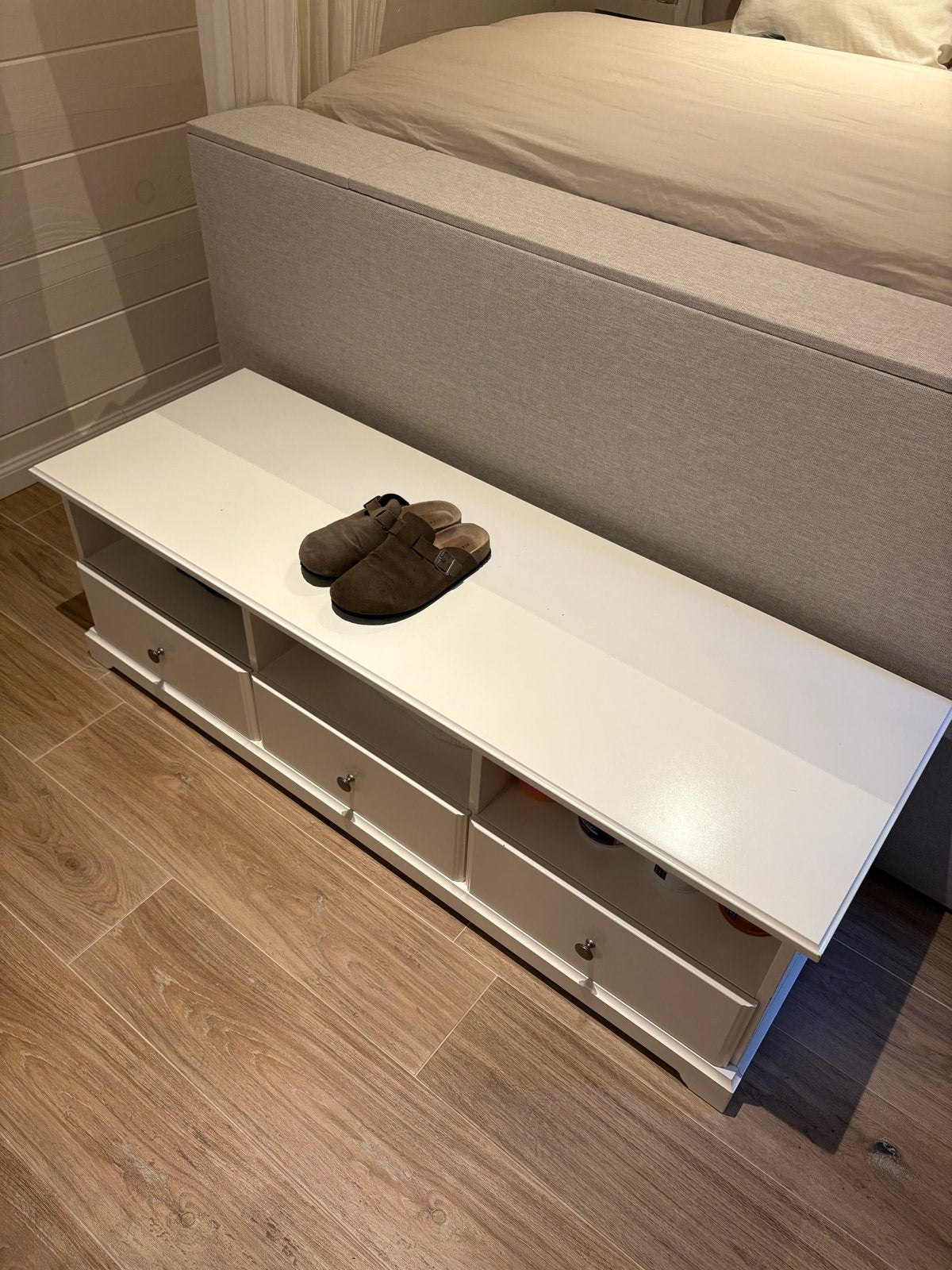Witte TV-meubel/bankje met lades ikea, Ophalen, Gebruikt, 25 tot 50 cm, Minder dan 100 cm