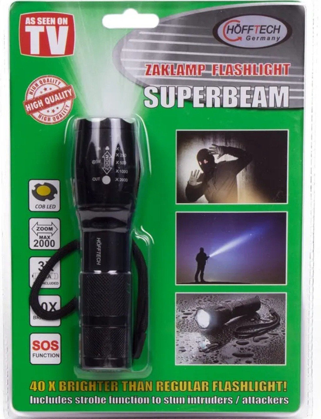 Zaklamp flashlicht superbeam. Max.2000 zoom. Nieuw!, Ophalen, Nieuw, Batterij