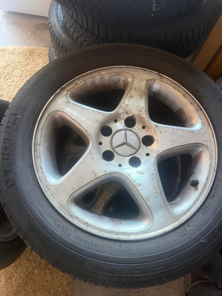 Mercedes c class  w203 225-50-16 inch michelin velgen banden, Auto-onderdelen, Banden en Velgen, 16 inch, Ophalen of Verzenden