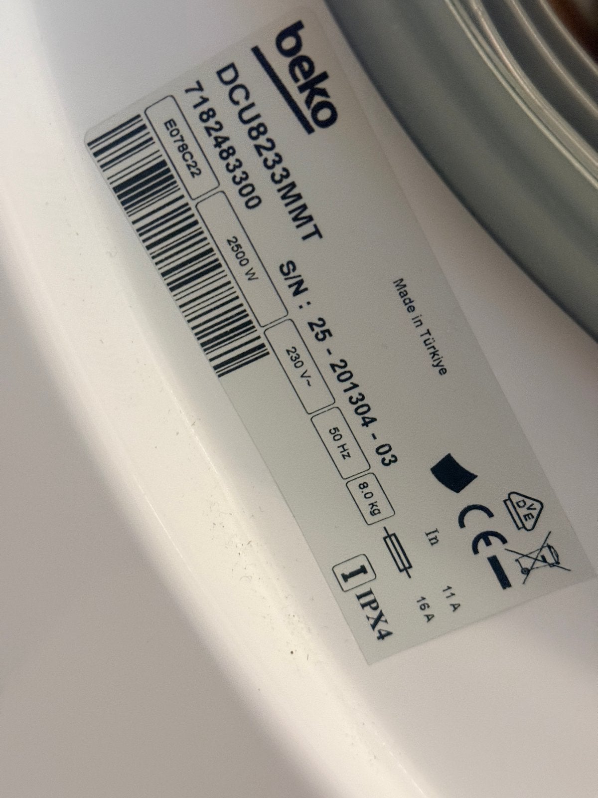 Beko DCU8233MMT Condensdroger 8 kg - Zo goed als nieuw, Witgoed en Apparatuur, Wasdrogers, Ophalen, 8 tot 10 kg, Zo goed als nieuw
