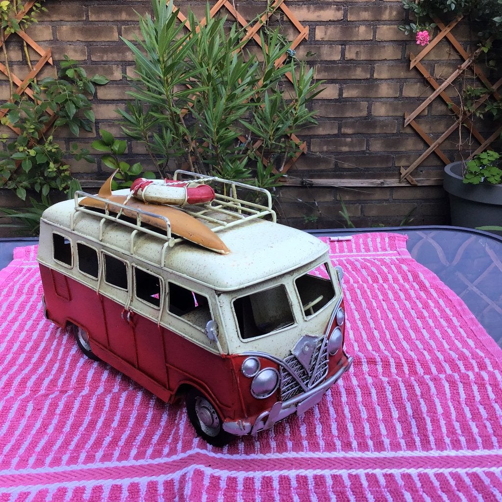 Blikken auto VW bus met surfart. Vintedge, Antiek en Kunst, Ophalen of Verzenden