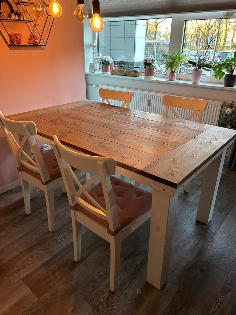 Eetkamer met bijpassende salontafel, Huis en Inrichting, Complete eetkamers, Ophalen, Gebruikt, Robuust, 4 tot 6 stoelen