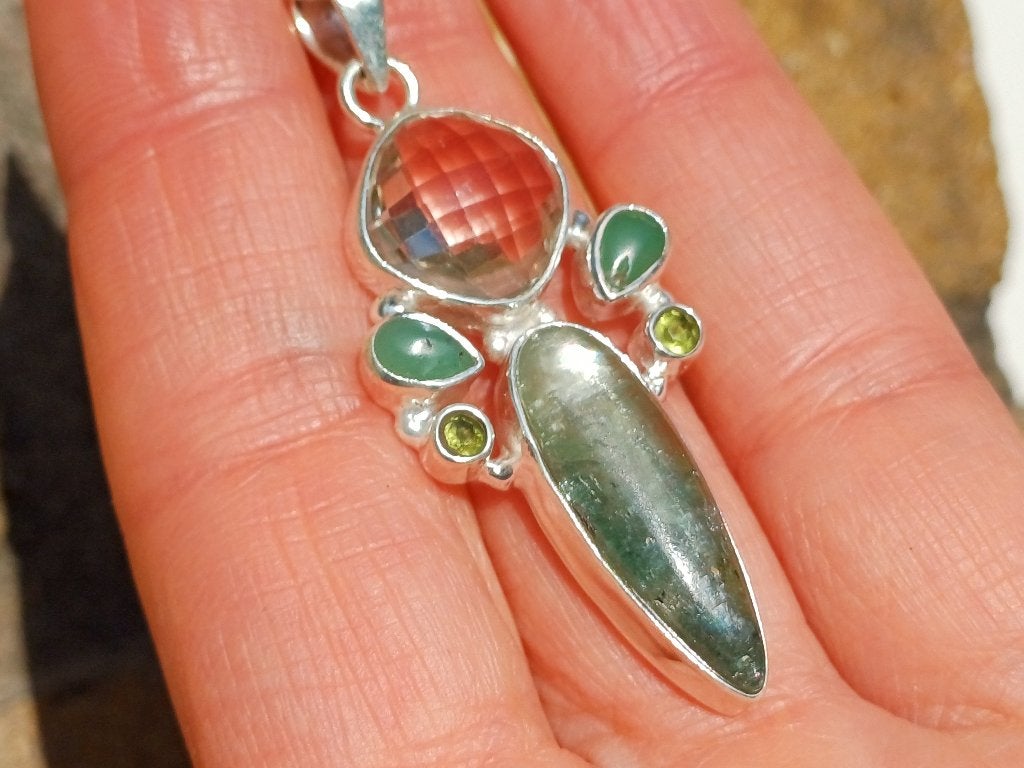 Vanoli 925 zilver kettinghanger groene amethist kyaniet peri, Daiva1973@hotmail.com, Vanoli, Amsterdam, Nieuw