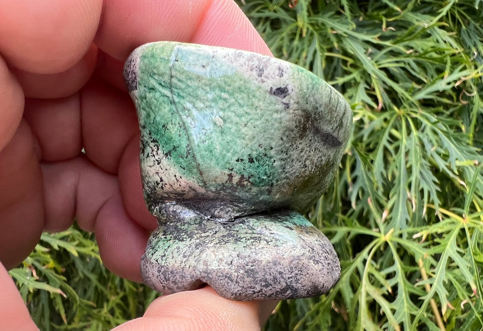 Bonsai Mame potje handgemaakt groen tinten 5x4,4x4,5-3,5, Ophalen of Verzenden, Zo goed als nieuw, Overige vormen, Aardewerk