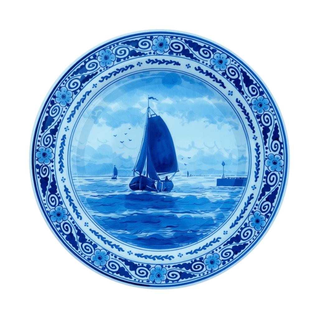 Delfts blauw bord met zeilschip – De Porceleyne Fles (1978), Ophalen of Verzenden
