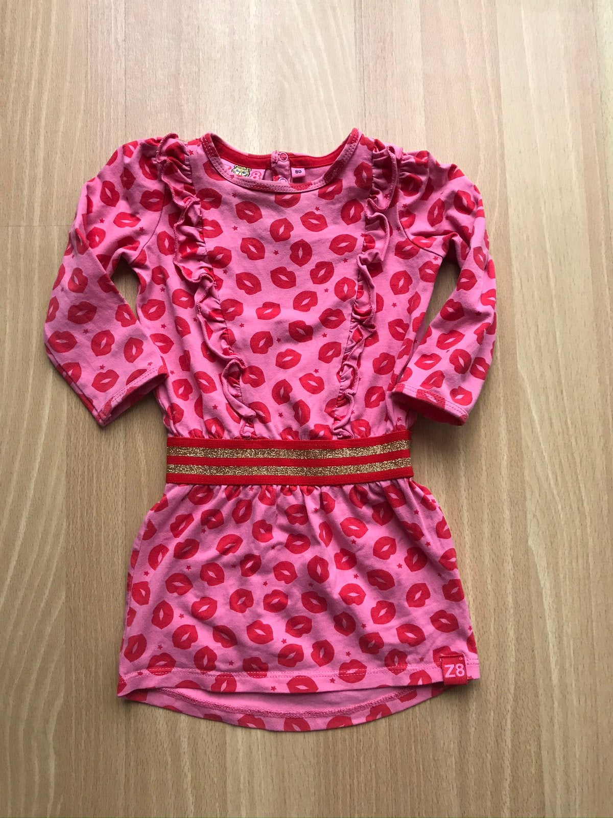 Z8 jurk meisje maat 80 roze kusjes zgan style: Marijke, Kinderen en Baby's, Babykleding | Maat 80, Ophalen of Verzenden, Zo goed als nieuw
