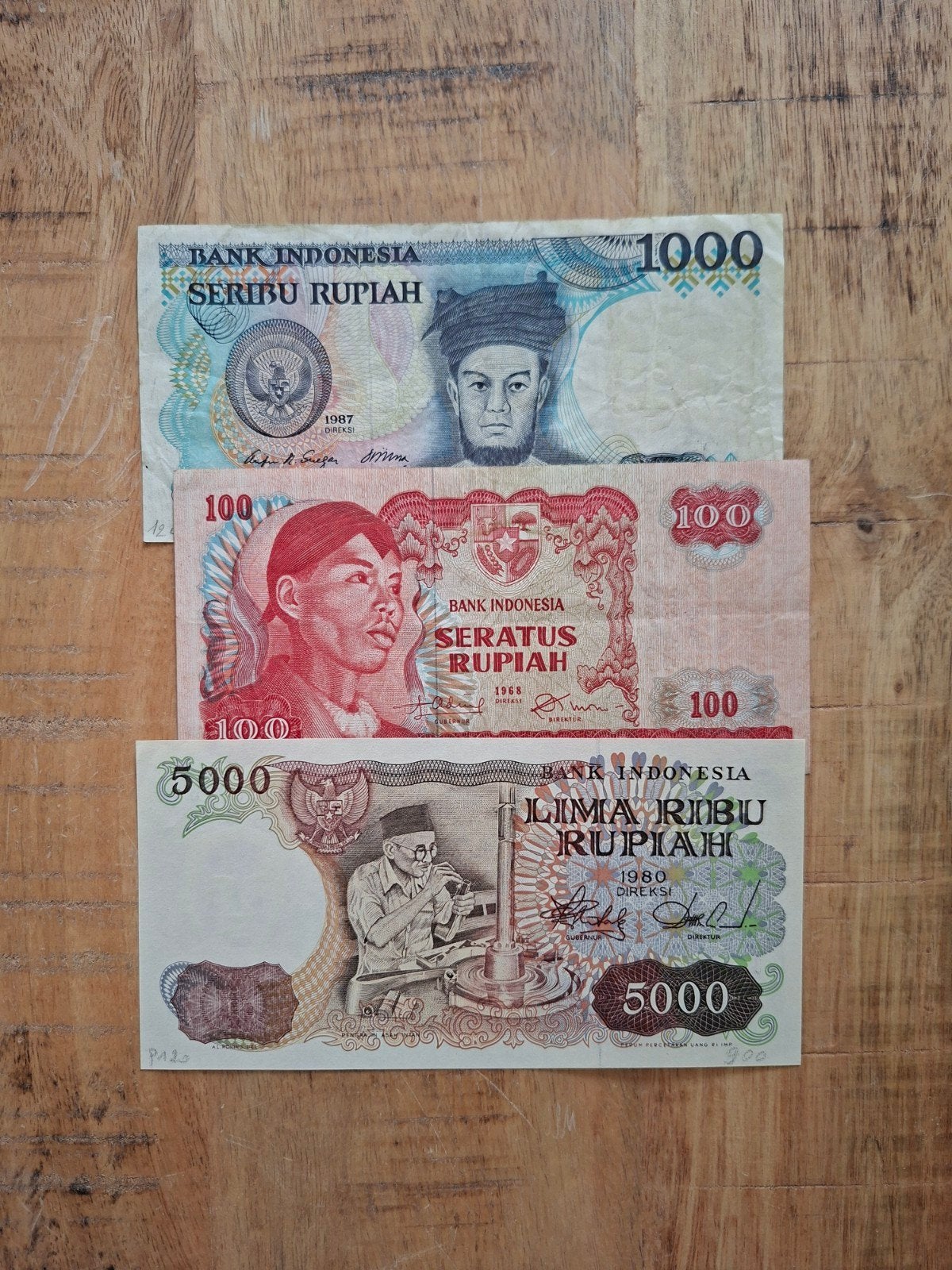 Lotje bankbiljetten Indonesië - 100, 1000, 5000 Rupiah, Postzegels en Munten, Bankbiljetten | Azië, Ophalen of Verzenden, Zuidoost-Azië