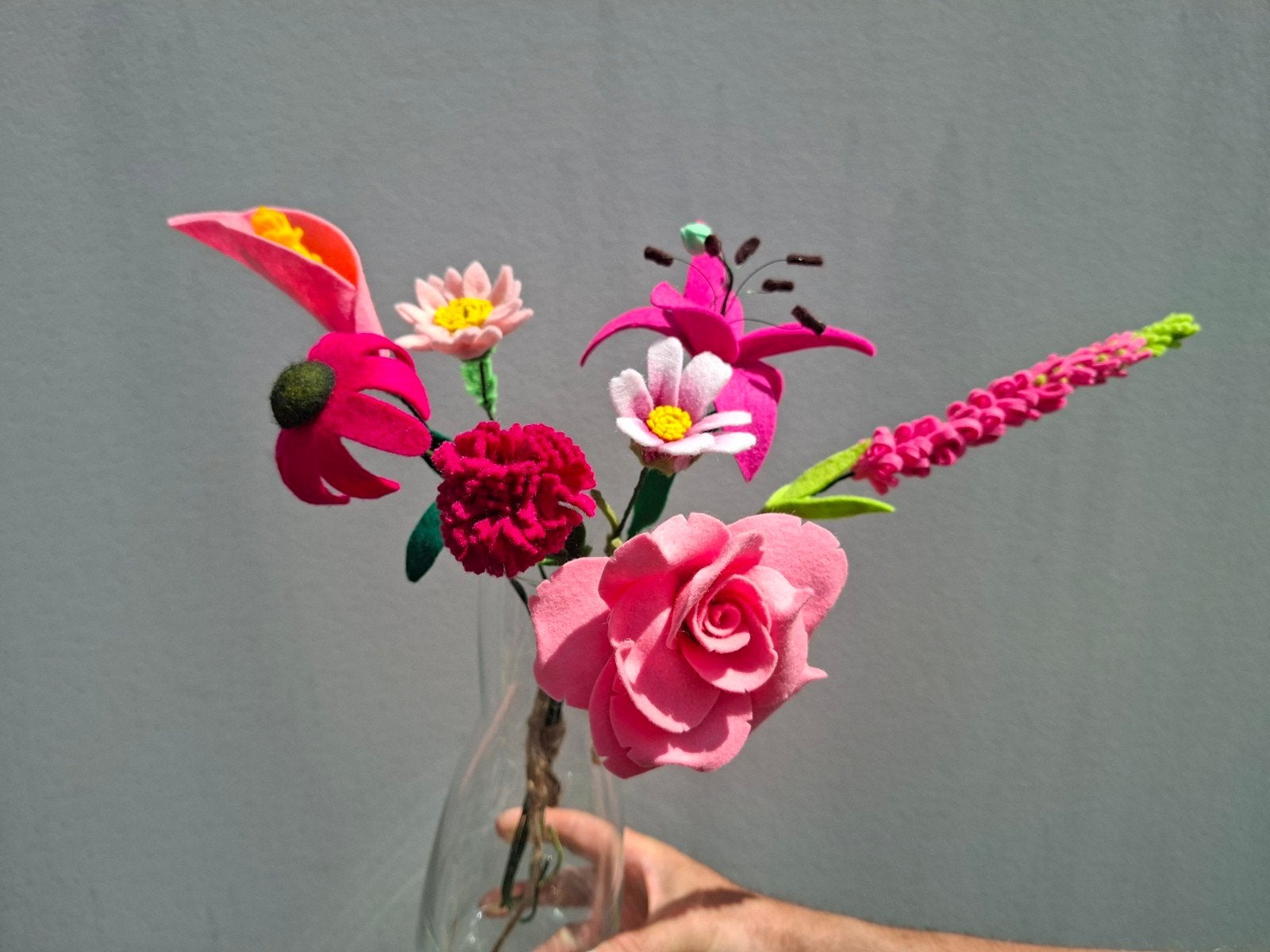 Roze boeket van vilt bloemen, Ophalen of Verzenden, Nieuw