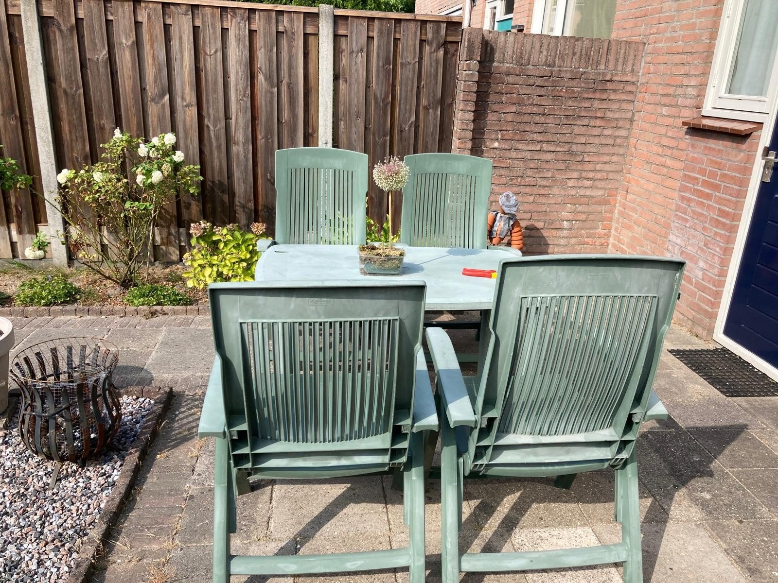 Tuinset, Ophalen, 4 zitplaatsen, Kunststof, Gebruikt