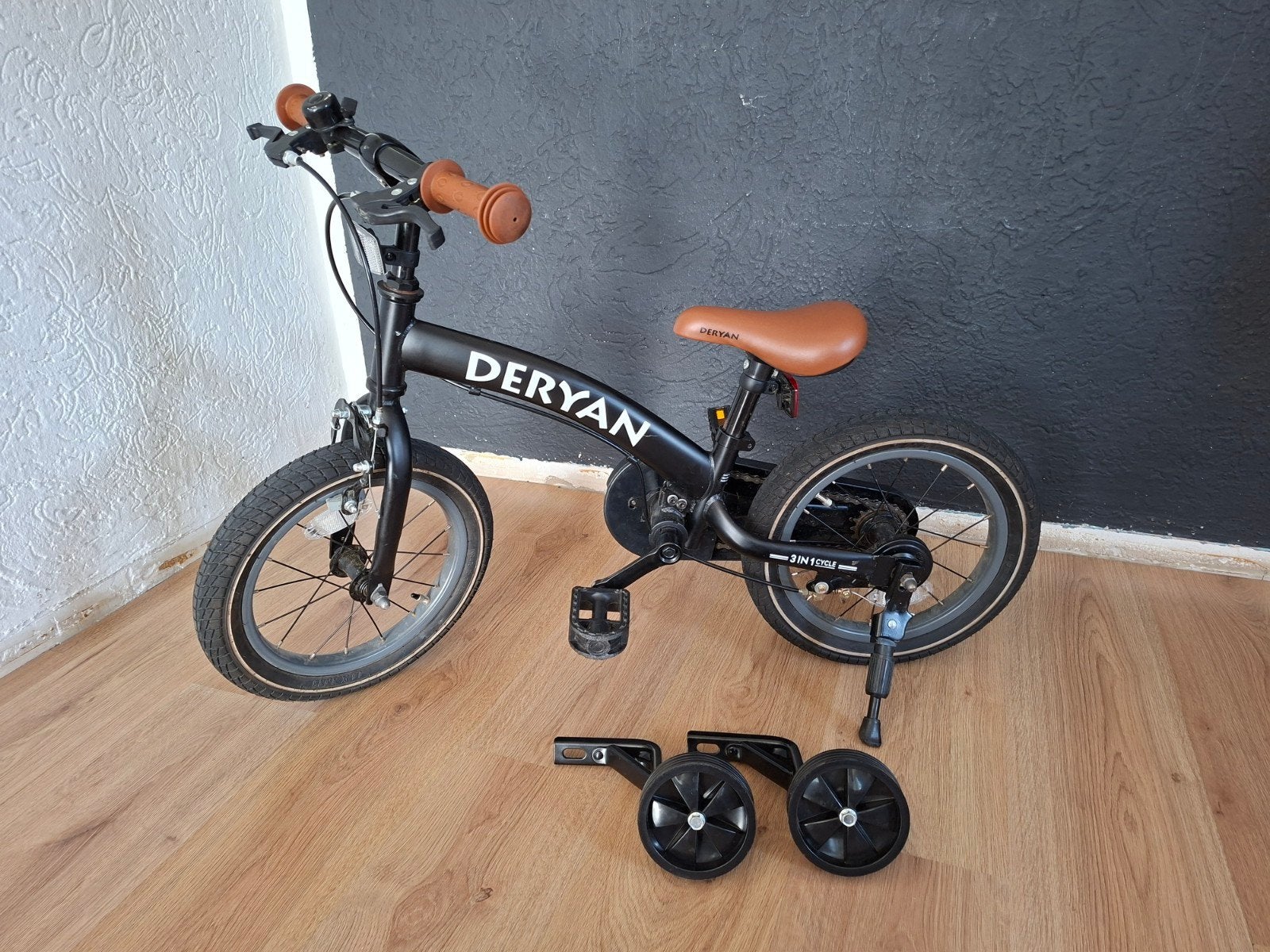 Deryan kinderfiets 3-in-1 met zijwieltjes, Ophalen, Zijwieltjes, Deryan, Velgrem