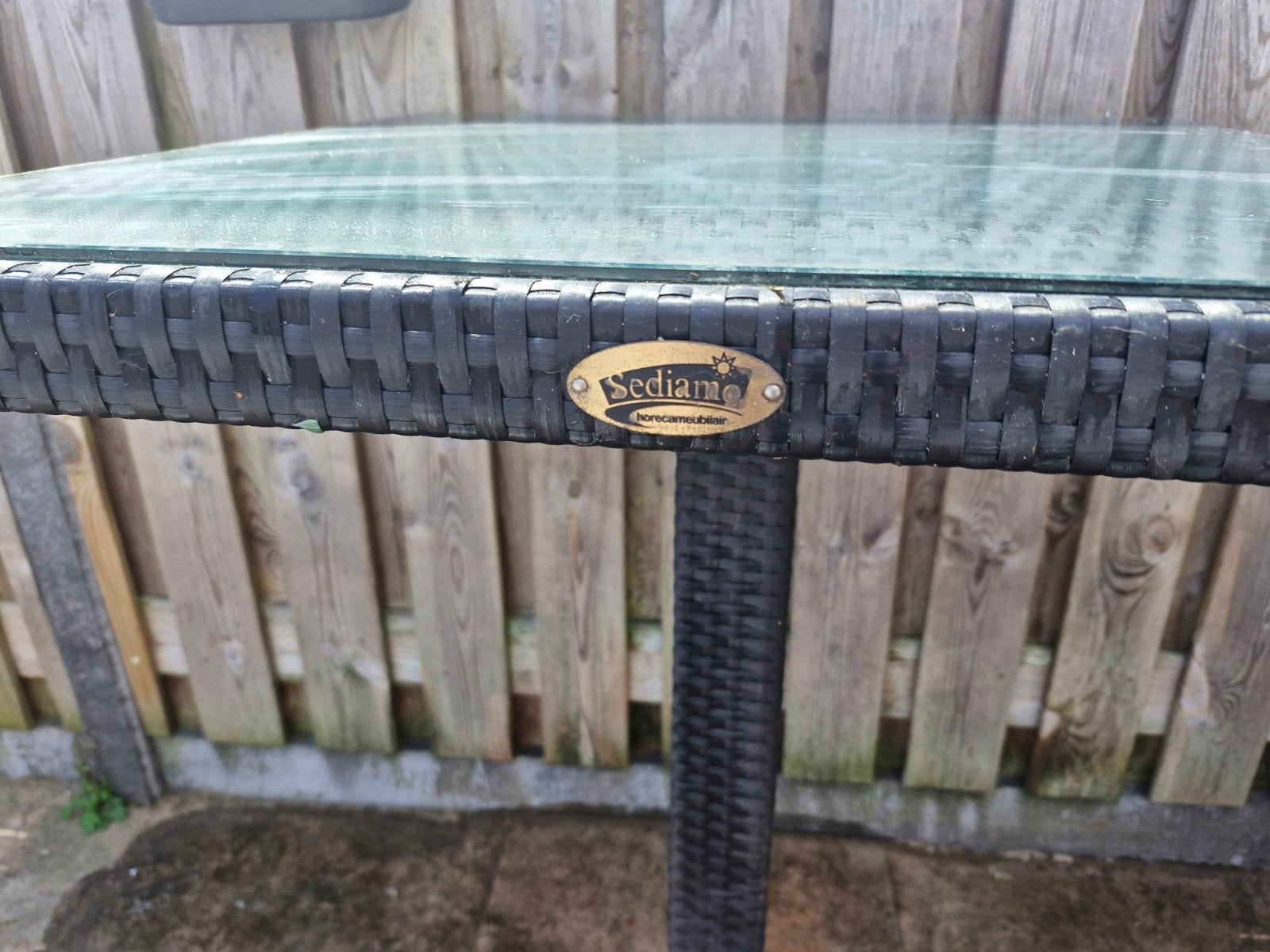 2x Sediamo bartafel met glazen blad, Ophalen, Gebruikt, Vierkant, Wicker