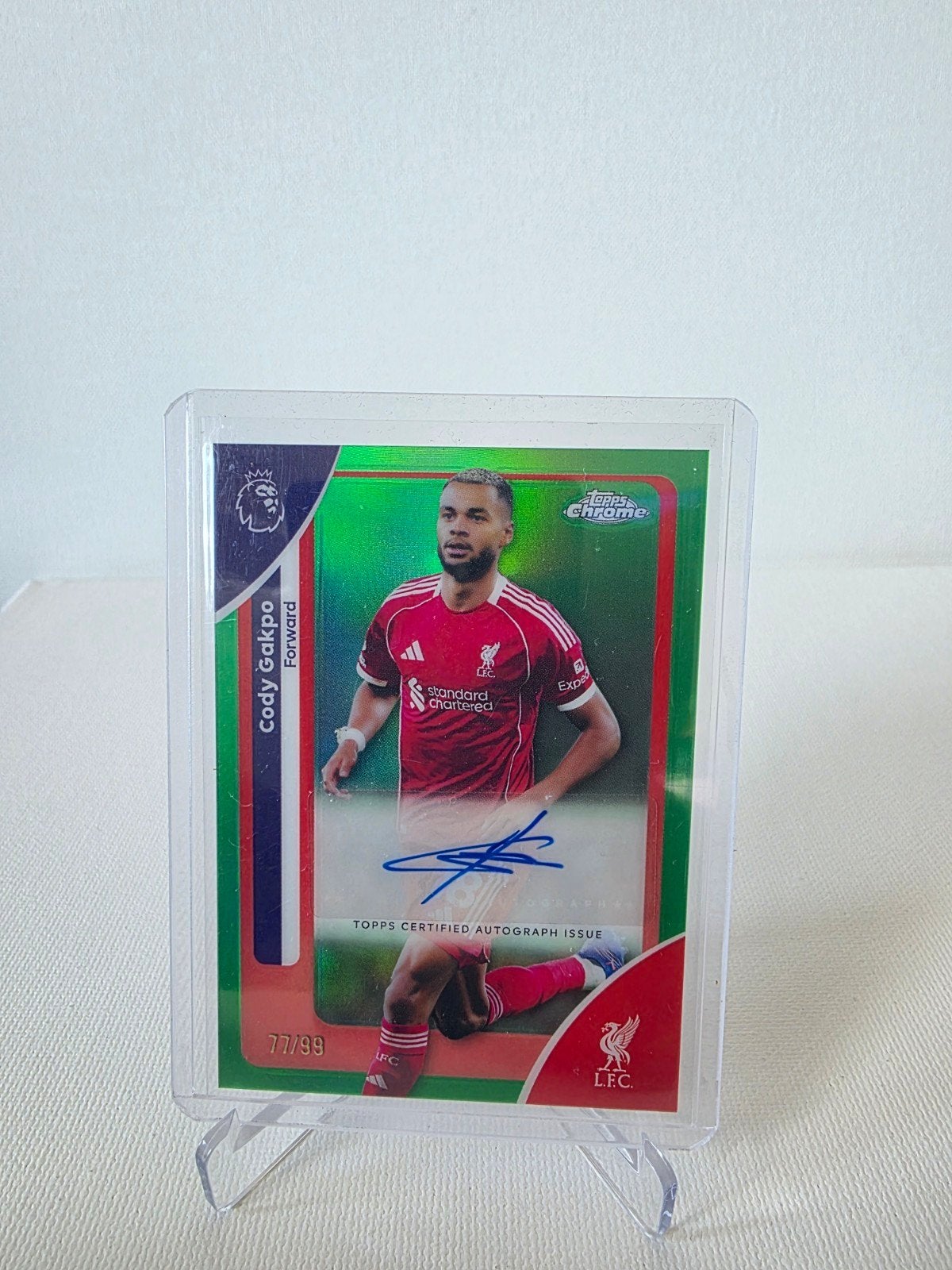 Cody Gakpo Topps Chrome Autograph Kaart Liverpool FC 77/99, Ophalen of Verzenden, Nieuw, Buitenlandse clubs, Spelerskaart