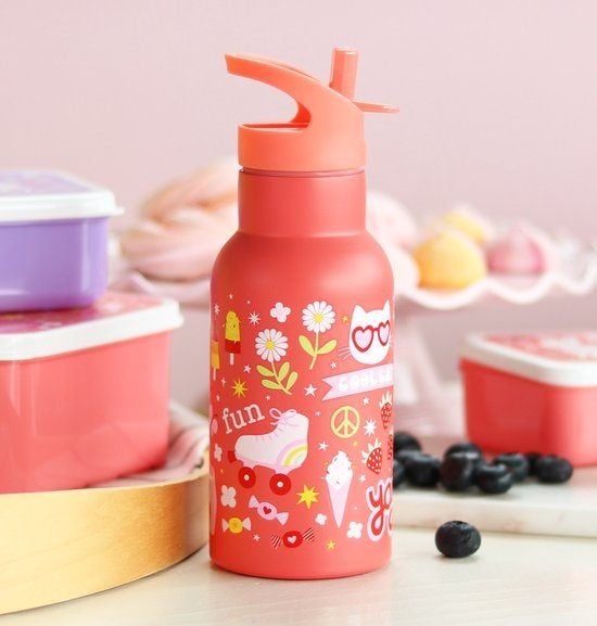 Sale RVS Drinkfles Fun Roze A Little Lovely Company, ALLC B.V., Service@alittlelovelycompany.nl, Nieuw, Duinkerkenstraat 3B 9723 BN Groningen