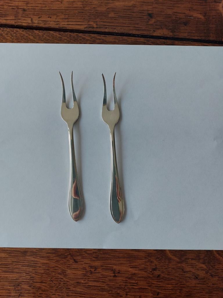 Gero 100 2 vleesvorkjes, Ophalen of Verzenden, Gebruikt, Zilver, Los bestek
