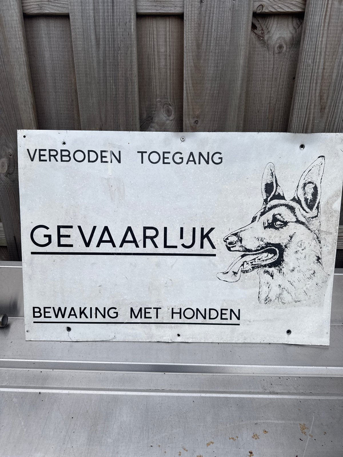 Waarschuwingsbord "Verboden Toegang Gevaarlijk Bewaking met, Ophalen, Gebruikt