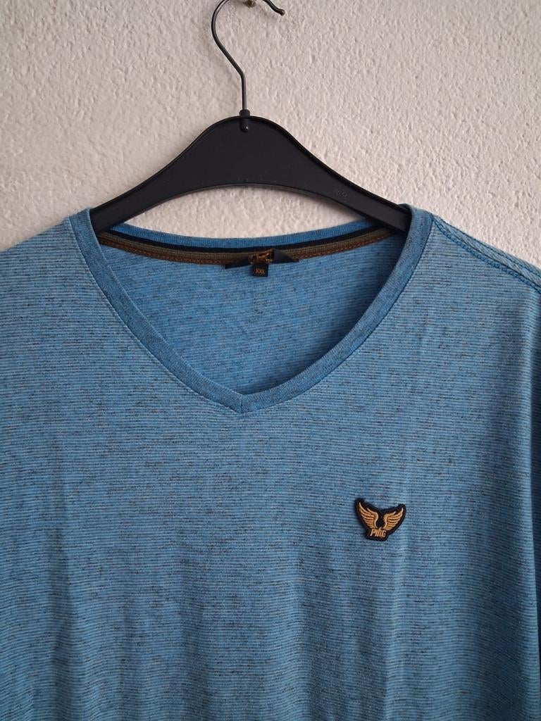 PME Blauw heren T-shirt met V-hals en logo, maat XXL, Onbekend, Blauw, Maat 56/58 (XL), Ophalen of Verzenden
