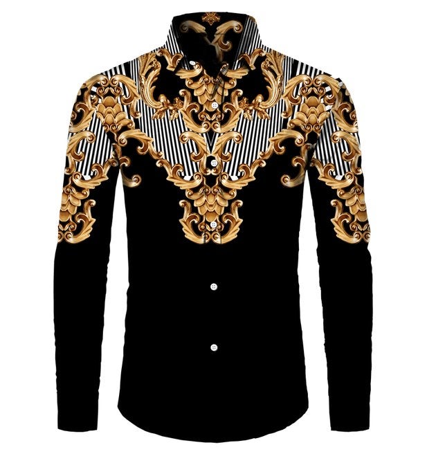 Heren barok overhemd 31 luxe gouden klassiek shirt zwart hip, Verzenden, Nieuw, Zwart, Overige halswijdtes