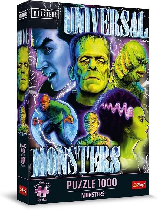 ZGAN puzzel 1000 Universal Monsters halloween 100% compleet!, Ophalen of Verzenden, 500 t/m 1500 stukjes, Zo goed als nieuw, Legpuzzel