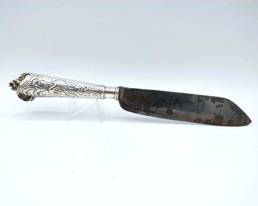 Mes met zilveren heft, J. van Leek, Leeuwarden, 18e eeuws., Verzenden, Zilver
