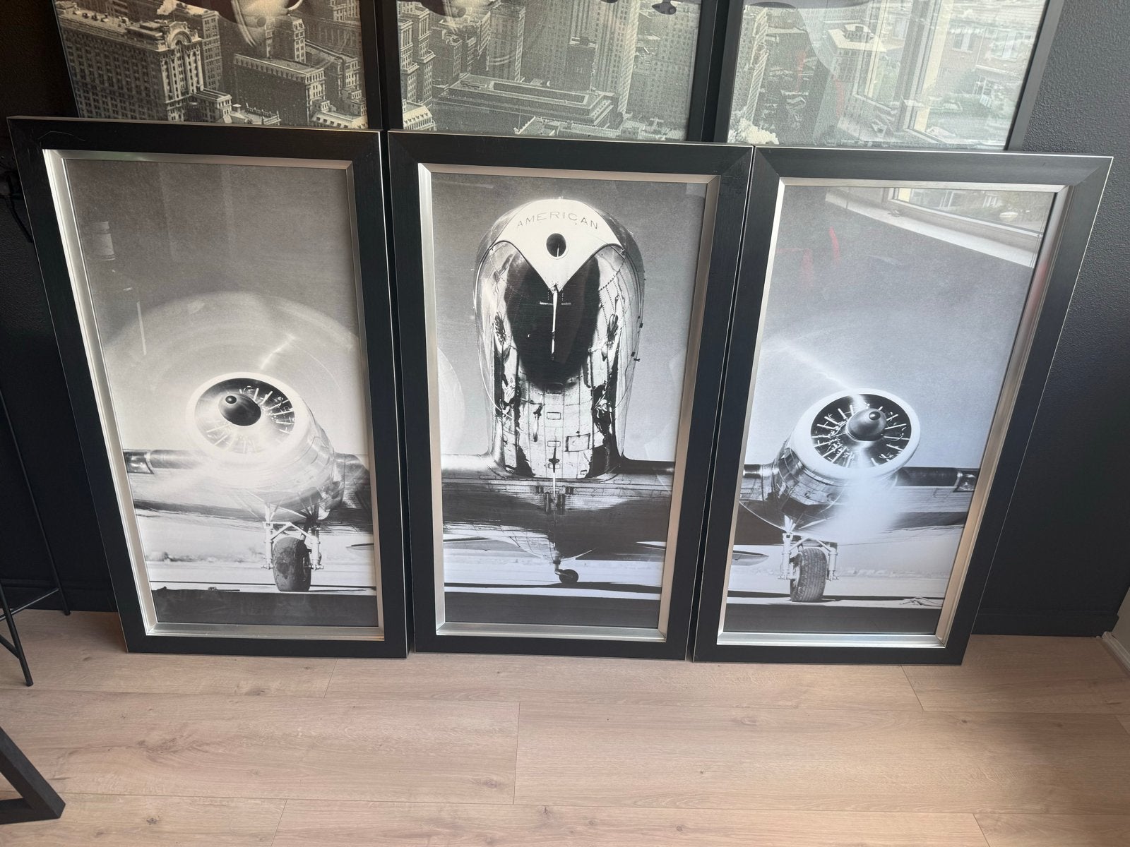 Set van 3 robuuste lijsten met vliegtuigafbeeldingen, Ophalen, Gebruikt, Fotolijst, Met afbeelding