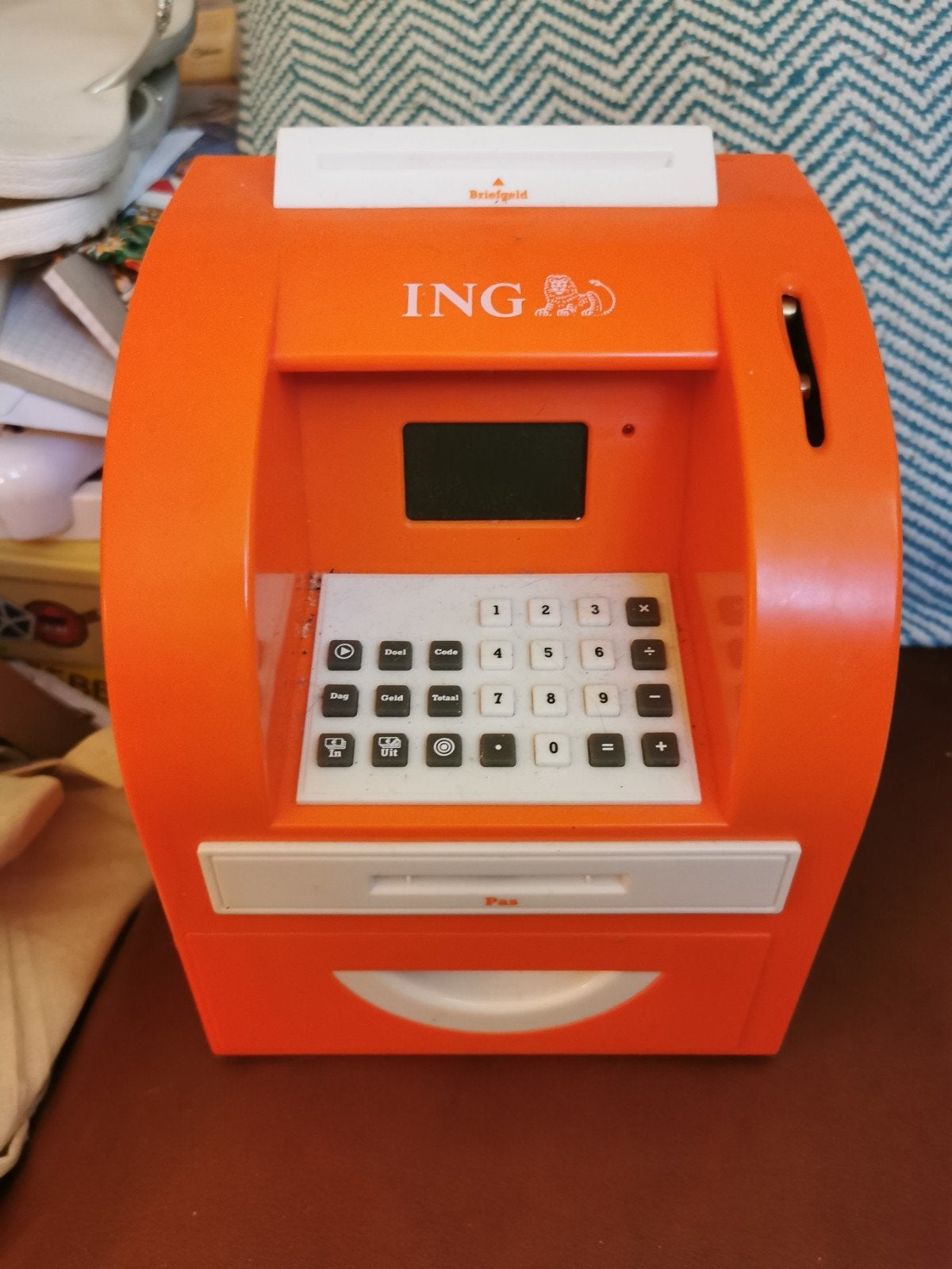 ING spaarpot werkt niet, Verzamelen, Ophalen of Verzenden, Gebruikt, Metaal of Blik, Overige thema's