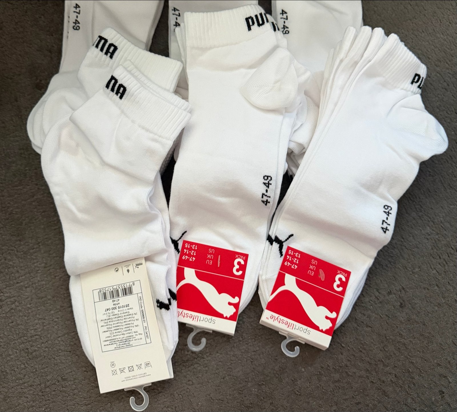 3 x Nieuwe Puma sokken, maat 47-49, wit, 3-pack, Kleding | Heren, Sokken en Kousen, Ophalen of Verzenden, Nieuw, Overige maten