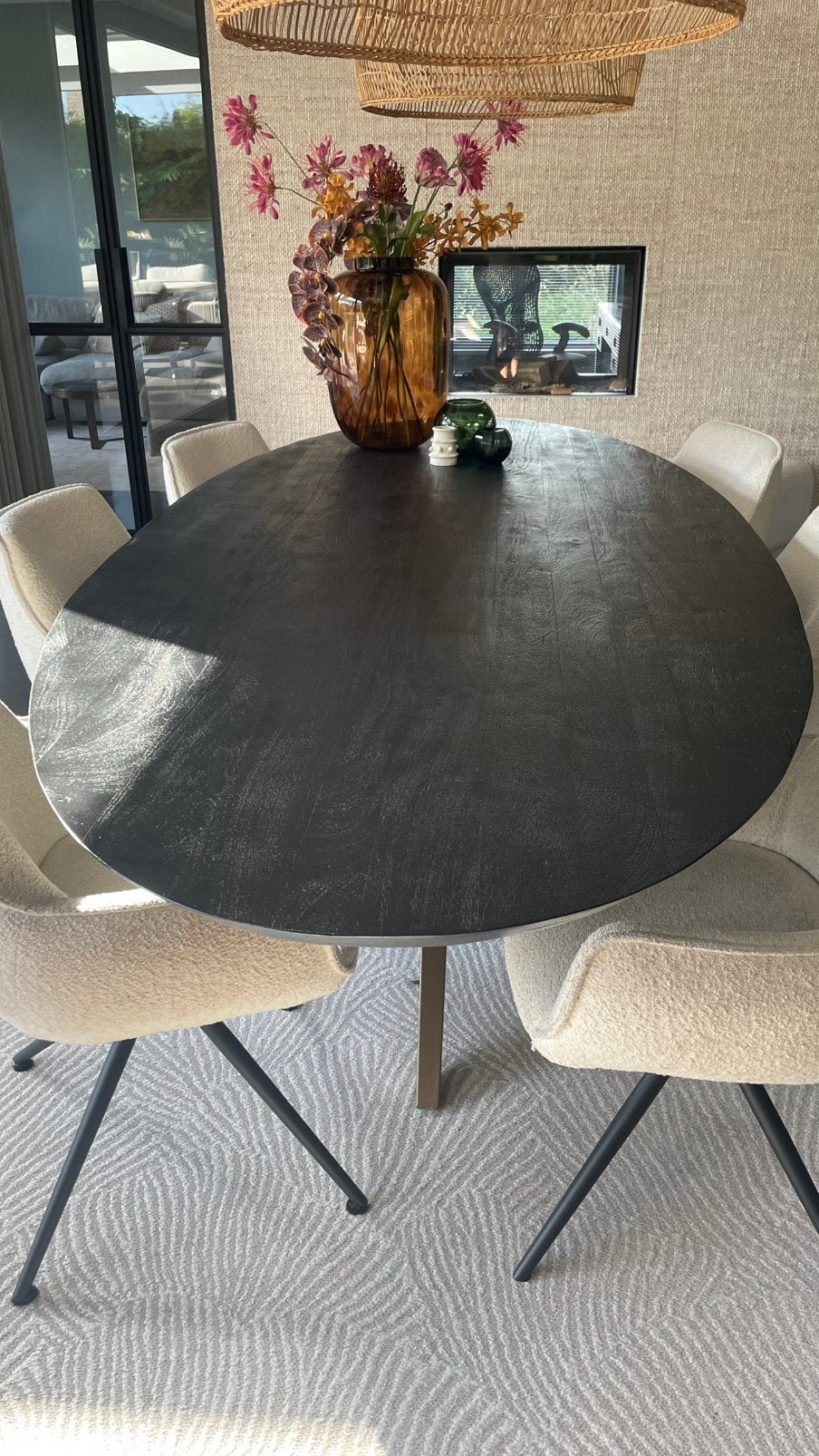 Deens ovaal japandi eetkamertafel 260cm, Huis en Inrichting, Tafels | Eettafels, Ophalen, 100 tot 150 cm, 200 cm of meer, Zo goed als nieuw