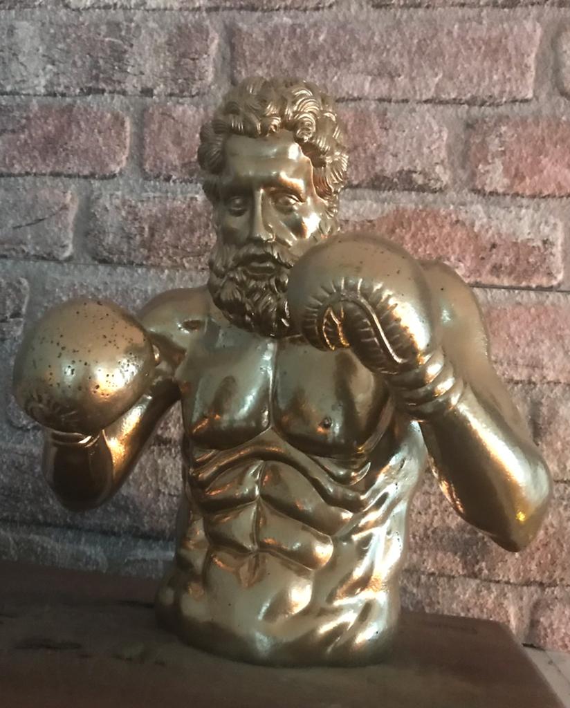 Goudkleurig borstbeeld van Hercules met bokshandschoenen, Ophalen of Verzenden, Zo goed als nieuw, Dier