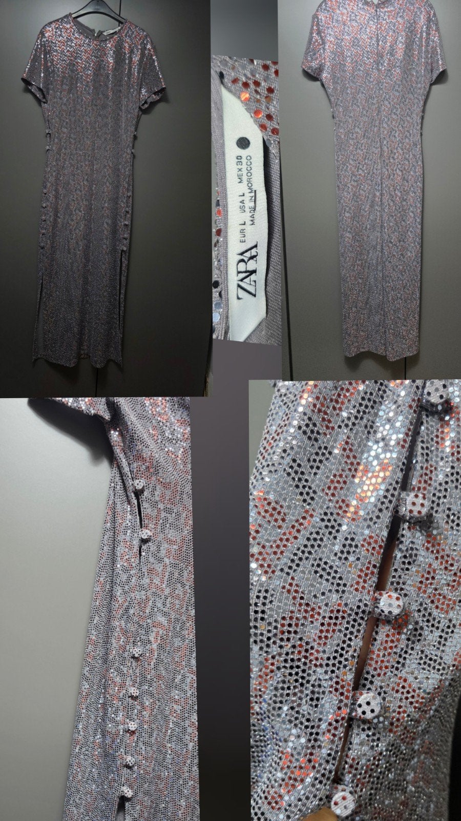 Zara pailletten jurk met split, maat L, Zara, Maat 42/44 (L), Ophalen of Verzenden, Zo goed als nieuw