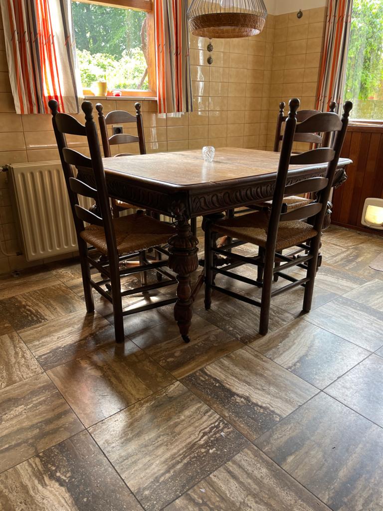 Antieke Eetkamerset: Tafel met 4 Stoelen, Antiek en Kunst, Antiek | Meubels | Tafels, Ophalen
