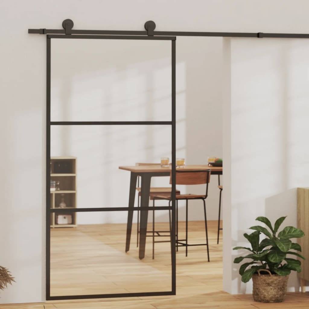 Schuifdeur 102 x 205 cm gehard glas zwart GRATIS BEZORGD!, 75 tot 150 cm, Verzenden, Overige typen, Nieuw
