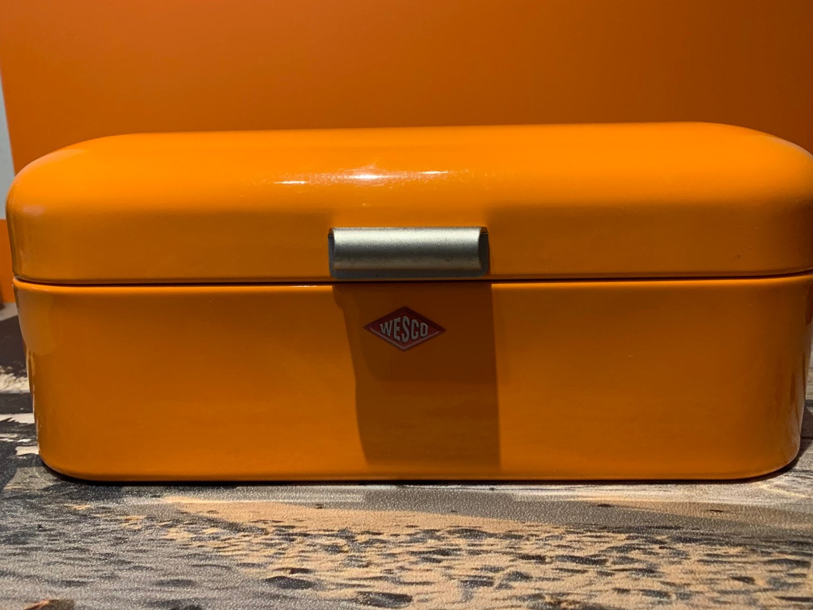 Wesco oranje broodtrommel, Ophalen of Verzenden, Zo goed als nieuw, Metaal, Broodtrommel