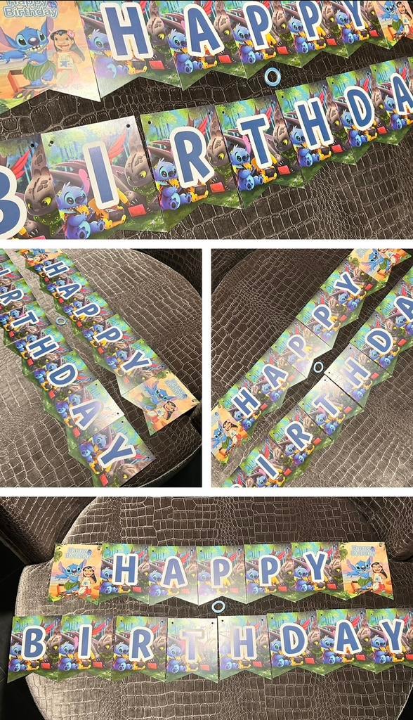 Stitch happy birthday banner/slinger Stitch thema versiering, Hobby en Vrije tijd, Feestartikelen, Ophalen of Verzenden, Nieuw