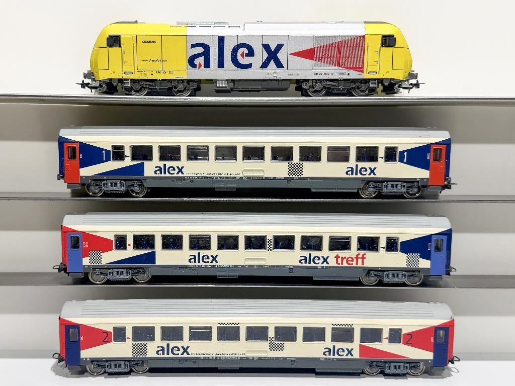 PIKO : Treinset Alex - Dieselloc + 3 rijtuigen voor H0-spoor, Ophalen, Gelijkstroom, Piko, Analoog
