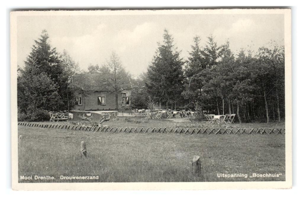 Drouwen, Drouwenerzand, Uitspanning "Boschhuis", Verzamelen, Ansichtkaarten | Nederland, Gelopen, Drenthe, 1920 tot 1940, Ophalen of Verzenden