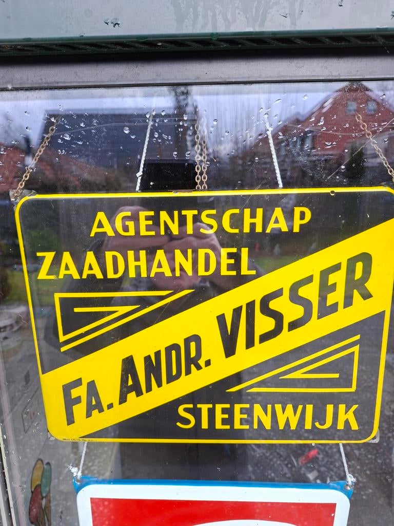Oud  Zaadhandel Visser Steenwijk Emaille Reclamebo, Verzamelen, Ophalen of Verzenden, Gebruikt, Reclamebord