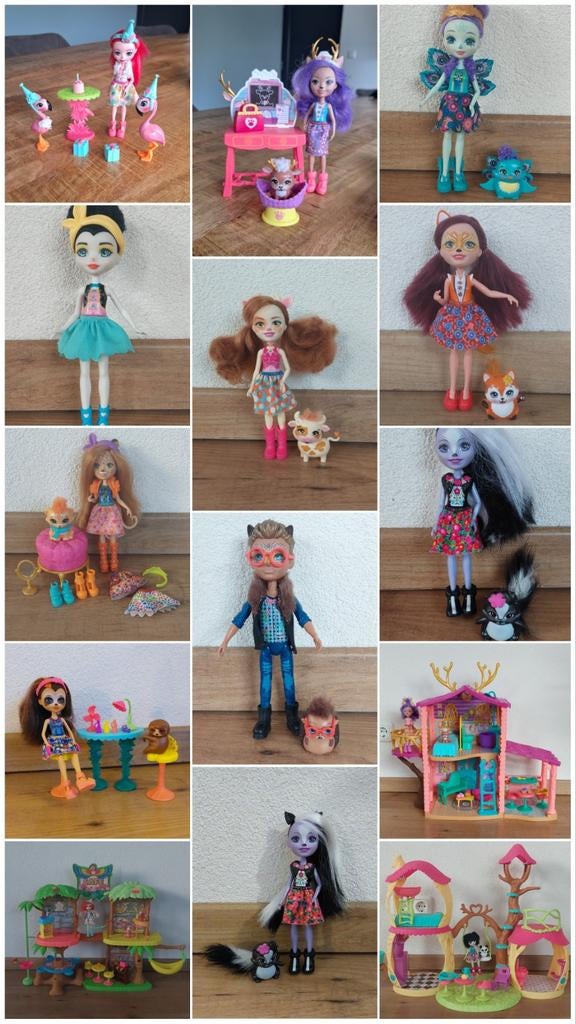 Grote Enchantimals Set: 14 Poppen & 3 Huizen!, Ophalen of Verzenden, Gebruikt, Overige typen