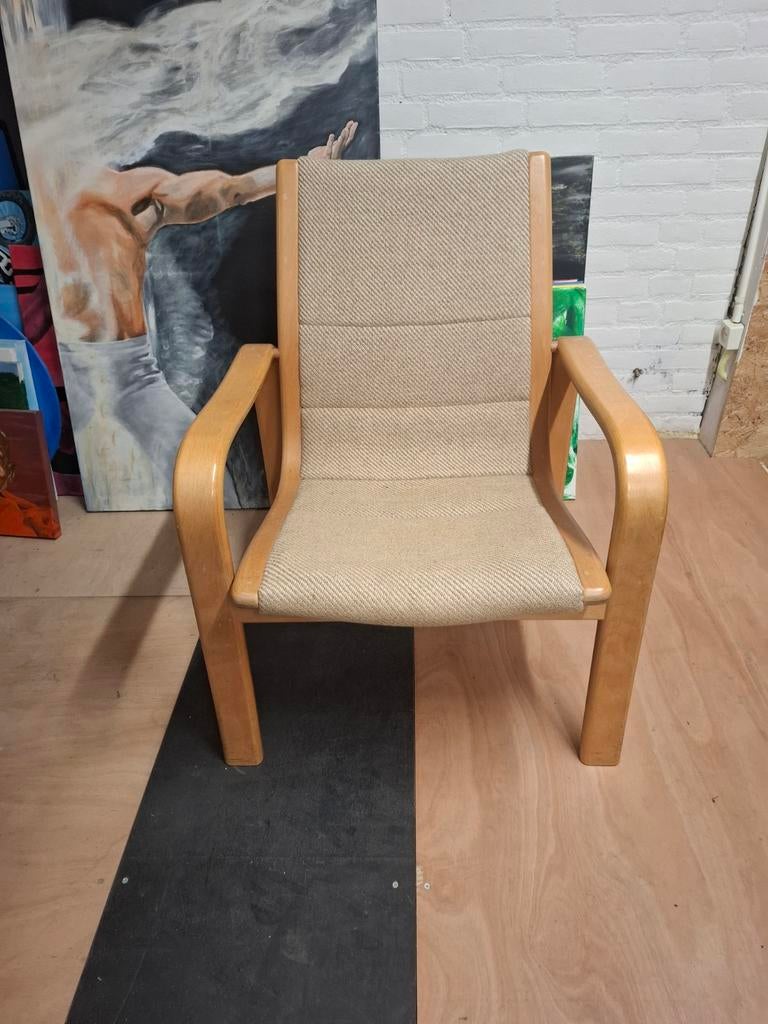 Swedese Lamino Fauteuil, Huis en Inrichting, Fauteuils, Gebruikt, Hout, Stof, Ophalen