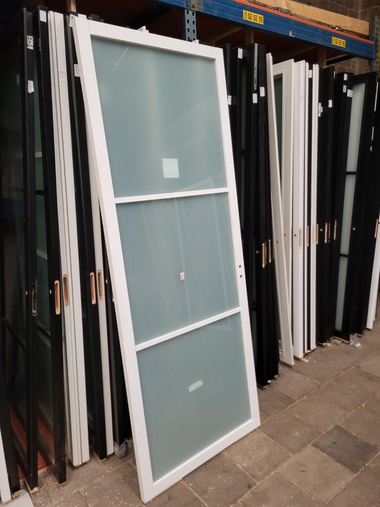 88x231,5cm binnendeur stomp Staal look wit mat glas SK4, Ophalen, 80 tot 100 cm, 215 cm of meer, Binnendeur