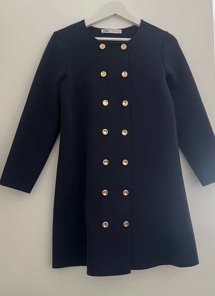 Blauw jurkje Zara met gouden knopen, Kleding | Dames, Jurken, Maat 38/40 (M), Blauw, Ophalen of Verzenden, Zo goed als nieuw