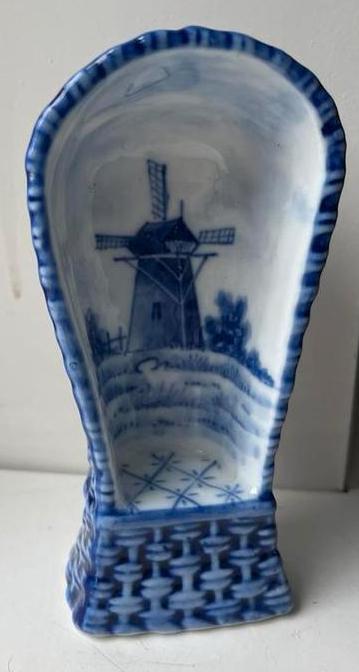 Delfts blauwe luifelstoel met molen, Ophalen of Verzenden