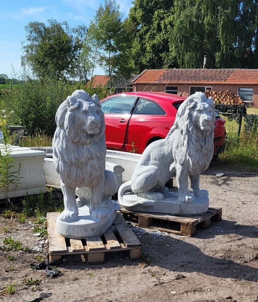 Grote betonnen leeuwen, Tuin en Terras, Tuinbeelden, Ophalen, Nieuw, Beton, Dierenbeeld