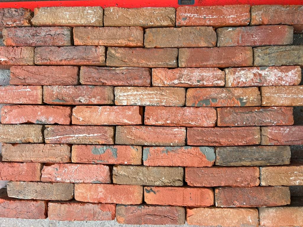 Oude rode bak metselstenen rood bruin gemeleerd 75M2 19 x 5, Doe-het-zelf en Verbouw, Verzenden, Zo goed als nieuw, Bakstenen