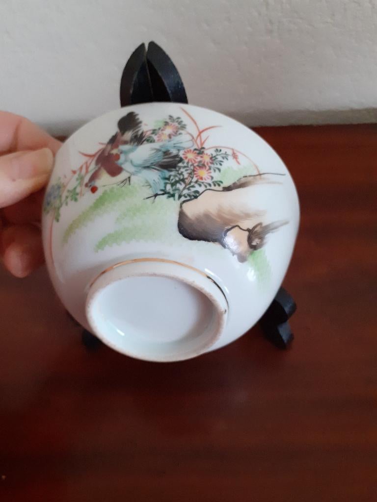 Antiek kommetje met kip en haan, Ophalen of Verzenden