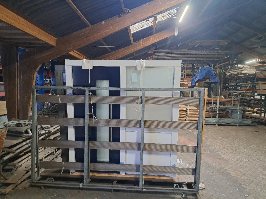 Kunststof voordeurkozijn met zijlicht en paneel, Kunststof, Overige typen, Nieuw, Inclusief glas